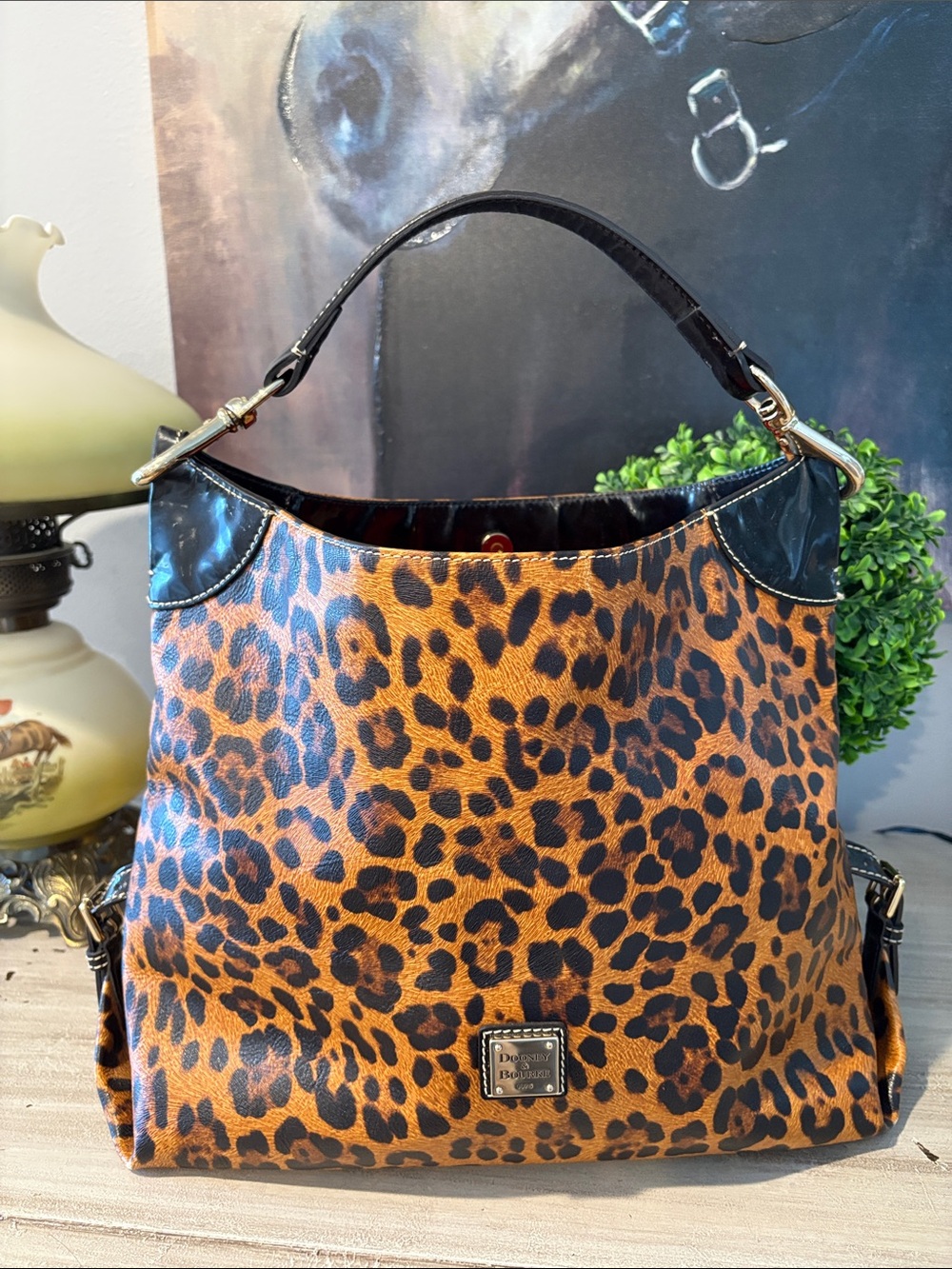 Dooney & Bourke Leopard Print Shoulder Bag - Brown/Black